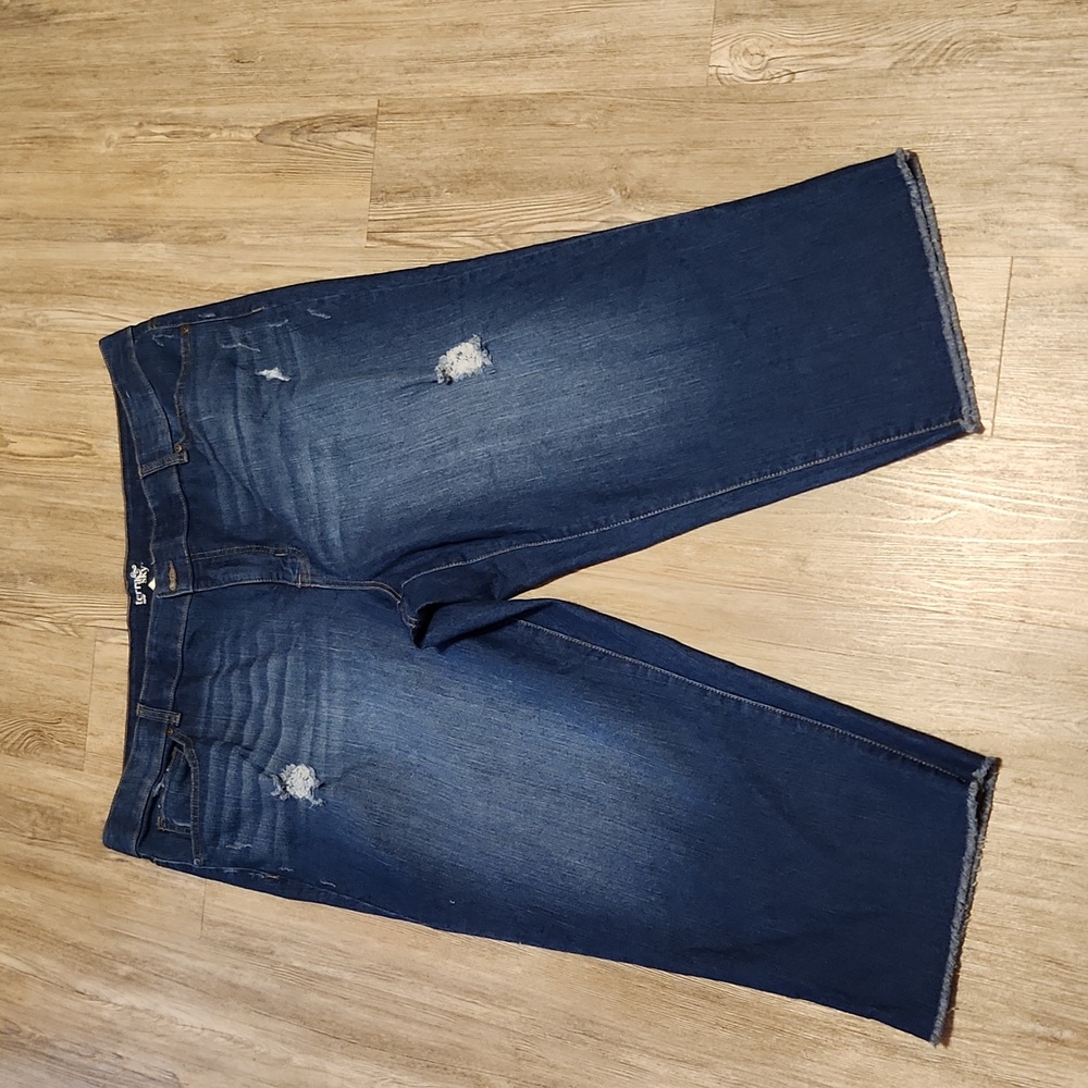 Terra & Sky Dark Blue Women Distressed Faded Jeans 22 W